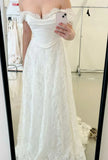 Princess Bridal Dress Mermaid Off The Shoulder Lace Wedding Dress With Short Sleeves Wedding Dresses Modest Wedding Gowns HZ1121