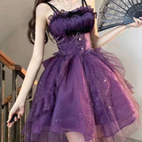 Cute Ball Gown Spaghetti Straps Grape Gotica Formal 8th Grade Homecoming Dresses Middle School Cocktail Dress Lolita Outfits Lolita Dress HZ1121