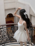 Cute A Line Square White Grad Dress Inspo Short Mini Formal 8th Grade Homecoming Dresses High School Hoco Court Dress Graduation Dress Hoco Outfits HZ1121