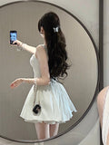 Cute A line Square Neck White Short Lace Homecoming Dress Summer Hoco Dresses Mini Night Homecoming Outfits HZ1121