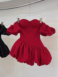 Cute Ball Gown Off The Shoulder White Satin Short Formal 8th Grade Homecoming Dresses Middle School Cocktail Dress Hoco Outfits HZ1121