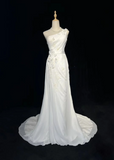 Vintage Bridal Dress Mermaid One Shoulder Chiffon White Long Wedding Dress Retro Wedding Dresses Modest Wedding Gowns HZ1121
