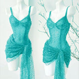 Sparkly Sheath Spaghetti Straps Blue Sequin Short Formal Homecoming Dresses Party Graduation Dress Hoco Dresses HZ1121