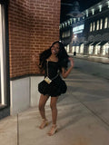 Pretty Sheath Square Neck Sleeveless Black Short Formal 8th Grade Homecoming Dresses Summer Middle School Hoco Dress Homecoming Outfits HZ1121