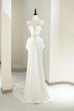 Unique Bridal Gown A Line Sweetheart White Satin Long Wedding Dresses With Silver Beads Elegant Brides Gowns HZ1121
