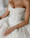 Elegant Bridal Gown Ball Gown Sweetheart White Sequin Wedding Dresses Minimalist Bridal Gowns HZ1121