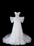 Timeless White Ball Gown Sweetheart Neck Beaded Wedding Dress Tulle Elegant Bridal Gown HZ1121