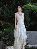 Sweet Sweetheart Neck Sheath Long Evening Dresses Chiffon Party Dresses White Birthday Dresses HZ1121