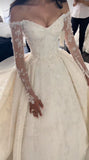 Dreamy Wedding Dress Ball Gown Off The Shoulder Lace Wedding Dresses Bridal Gowns HZ1121