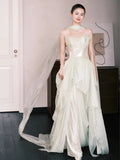 Modest A line Strapless Formal Prom Gown Summer Wedding Guest Dress Bridal Guest Dresses Wedding Outfits For Guest HZ1121