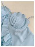 Elegant Sheath Spaghetti Straps Blue Chiffon Sleeveless Long Evening Party Gowns Evening Formal Dresses Prom Dress HZ1121